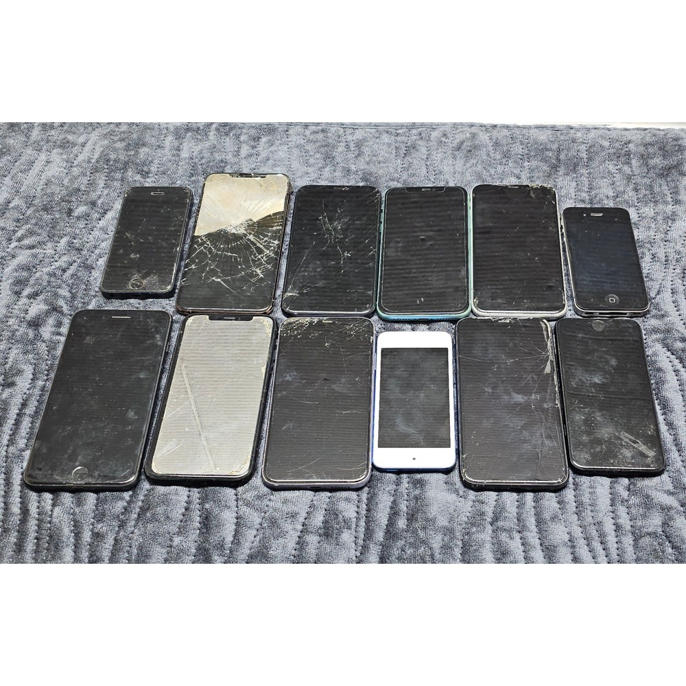 Apple iPhone Lot 12 Phones For Parts Repair Cracked Screens Mixed #1